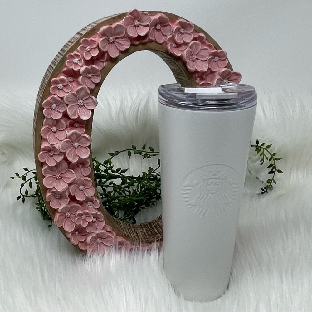 STARBUCKS 16oz PEARL WHITE TUMBLER / COLD CUP SLIDE OPENING LID BPA FREE - Picture 3 of 9